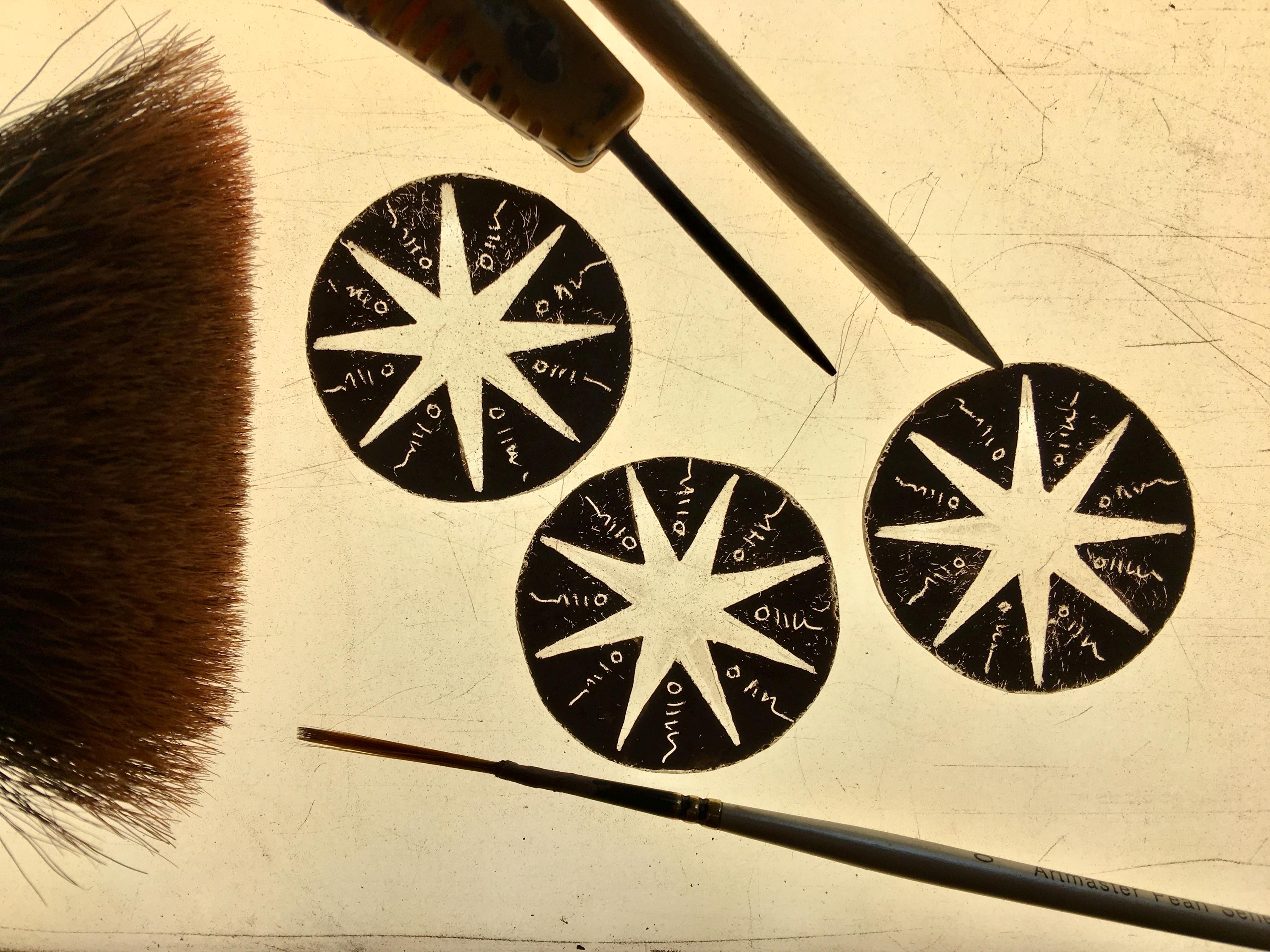 Vintage Stained Glass Star in Gold