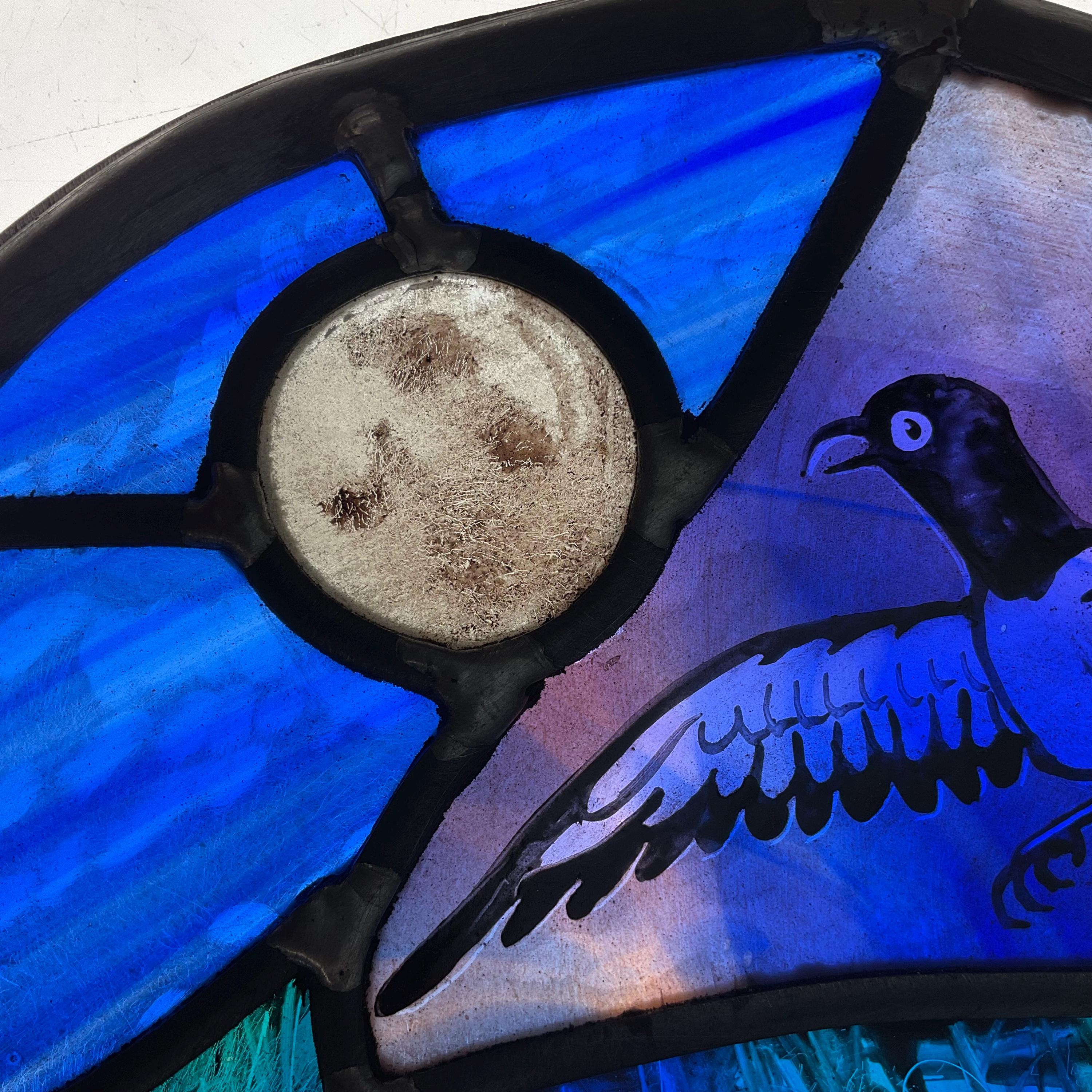 Magpie Stained Glass Panel