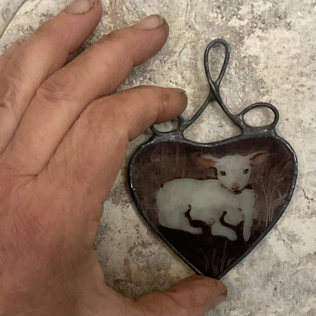 lamb stained glass decoration