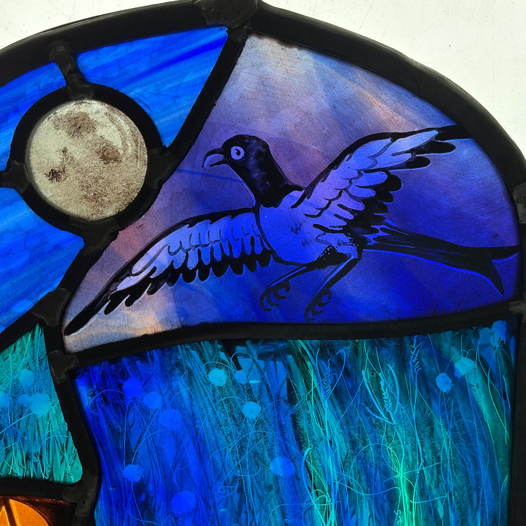 Magpie Stained Glass Panel