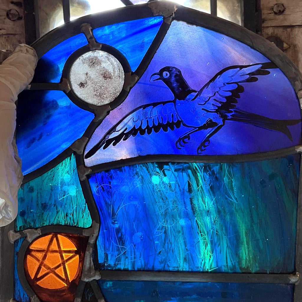 Magpie Stained Glass Panel