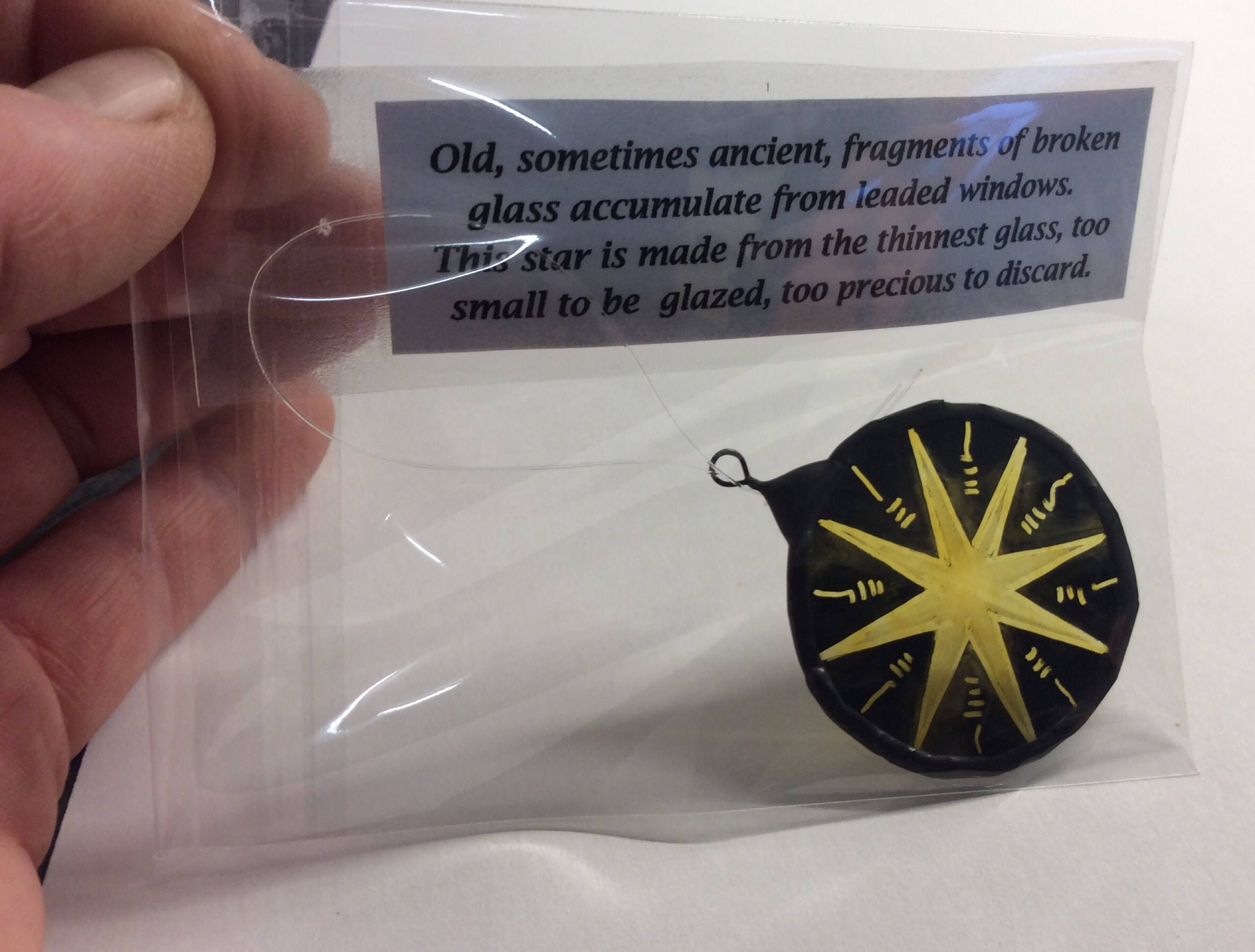 Vintage Stained Glass Star in Gold