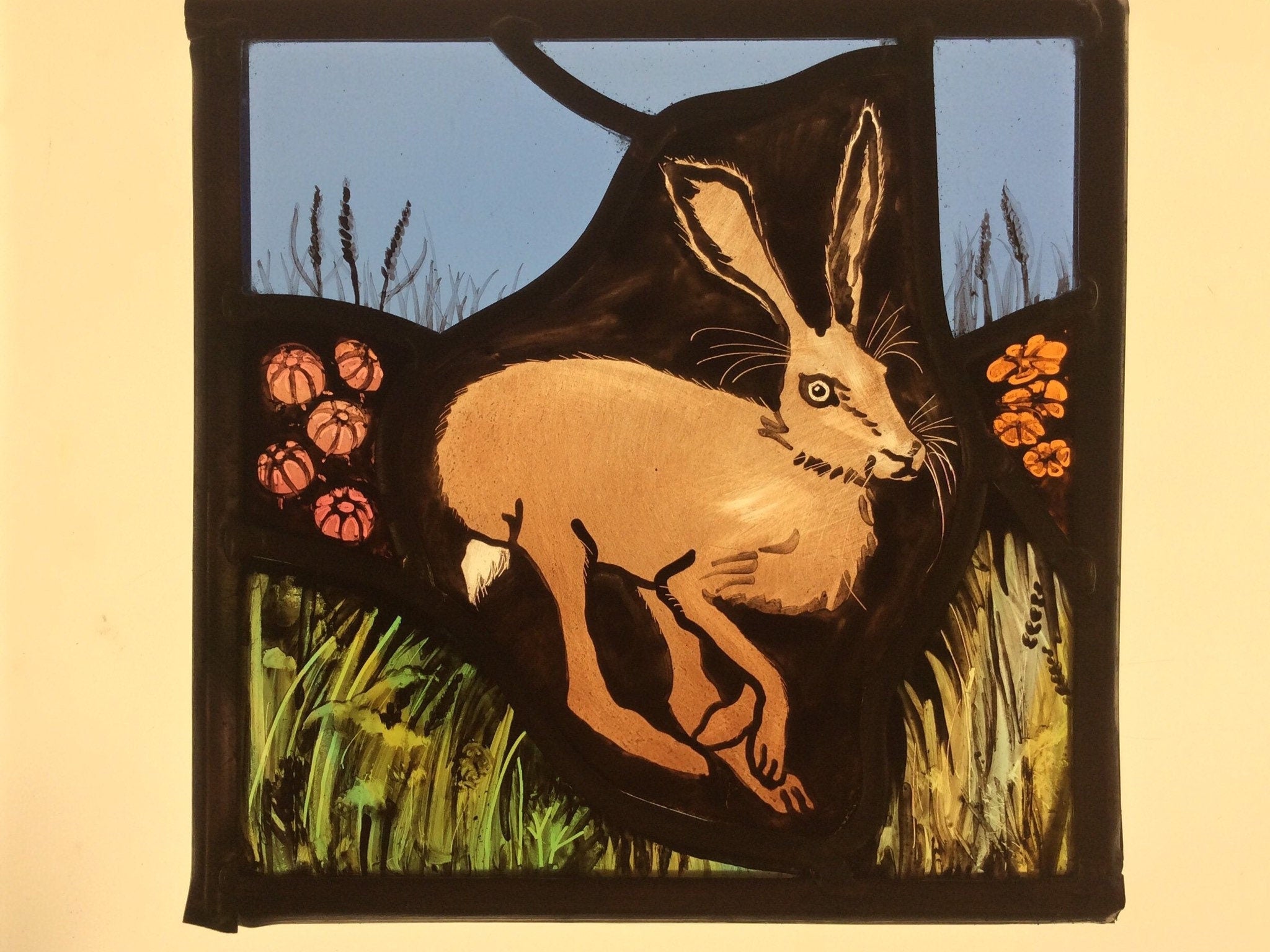 Summer Hare Stained Glass Window