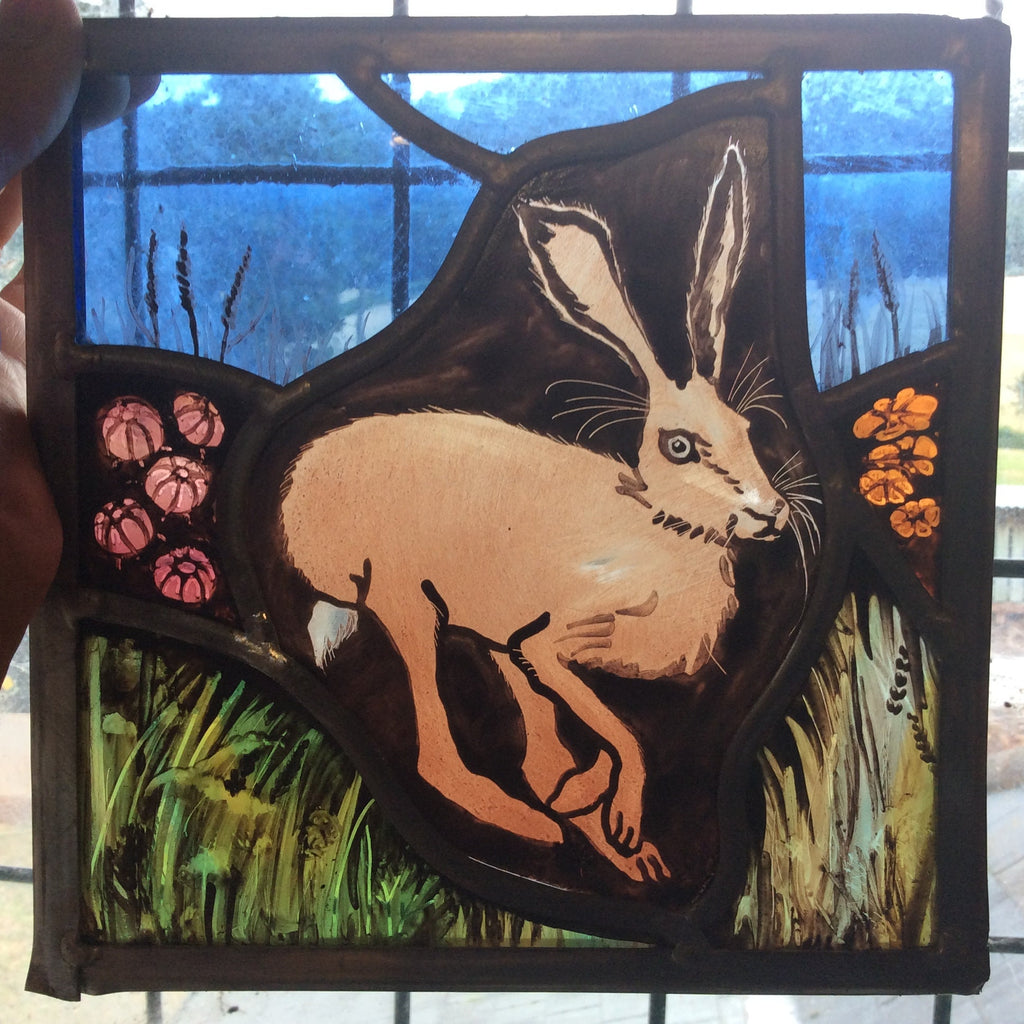 Summer Hare Stained Glass Window