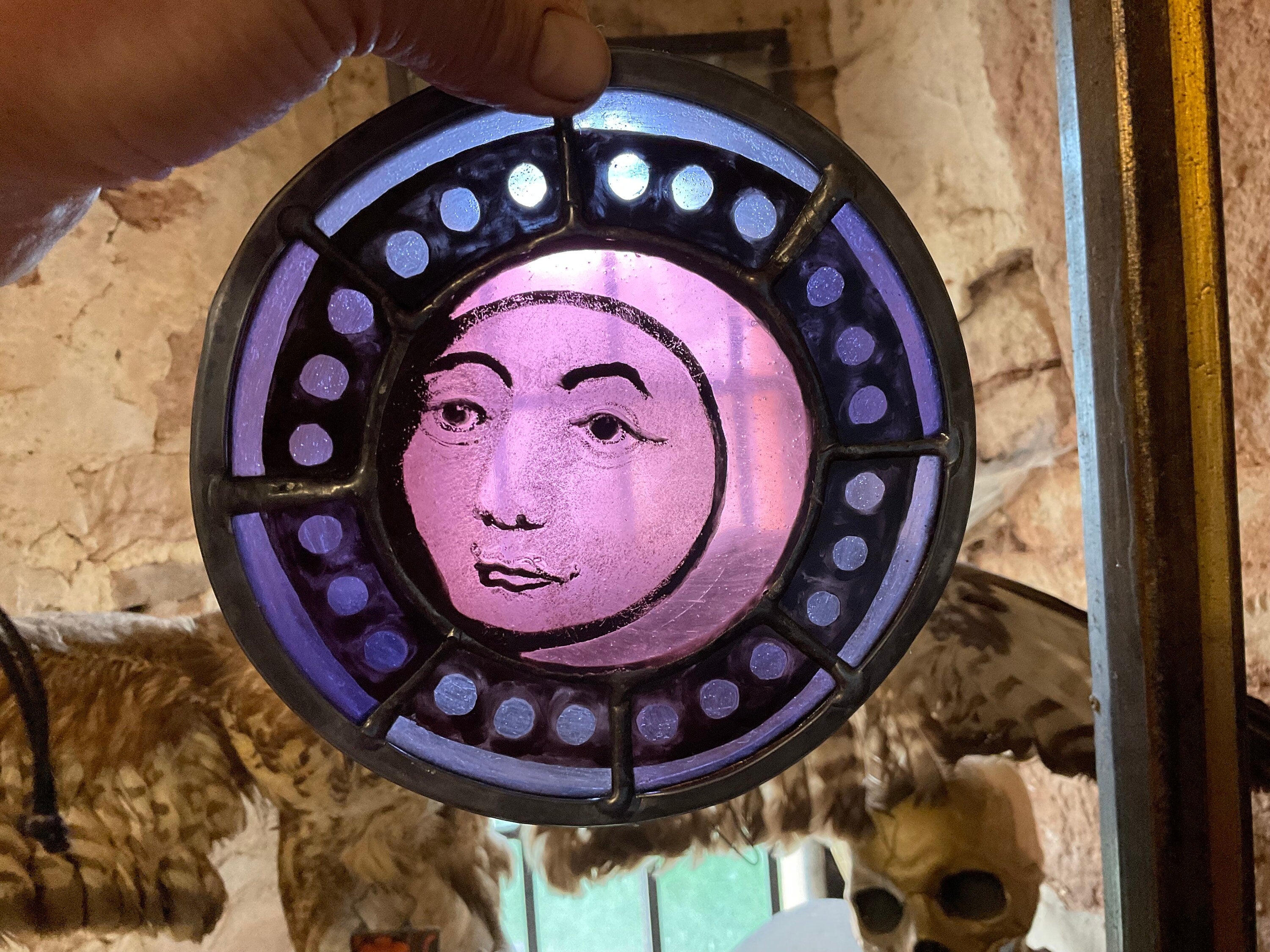 Pink Moon Stained Glass Decor
