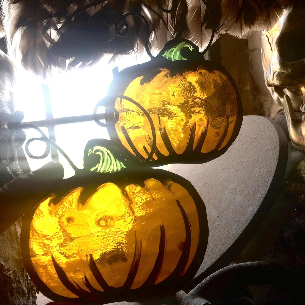 Halloween Pumpkin stained glass decor