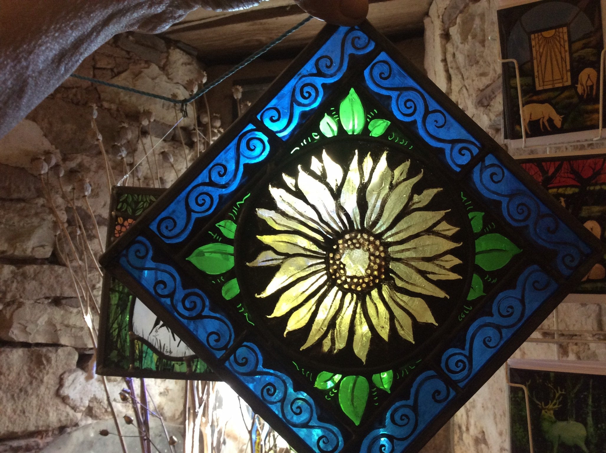 Vibrant Sunflower Glass Suncatcher - Home Decor for Window
