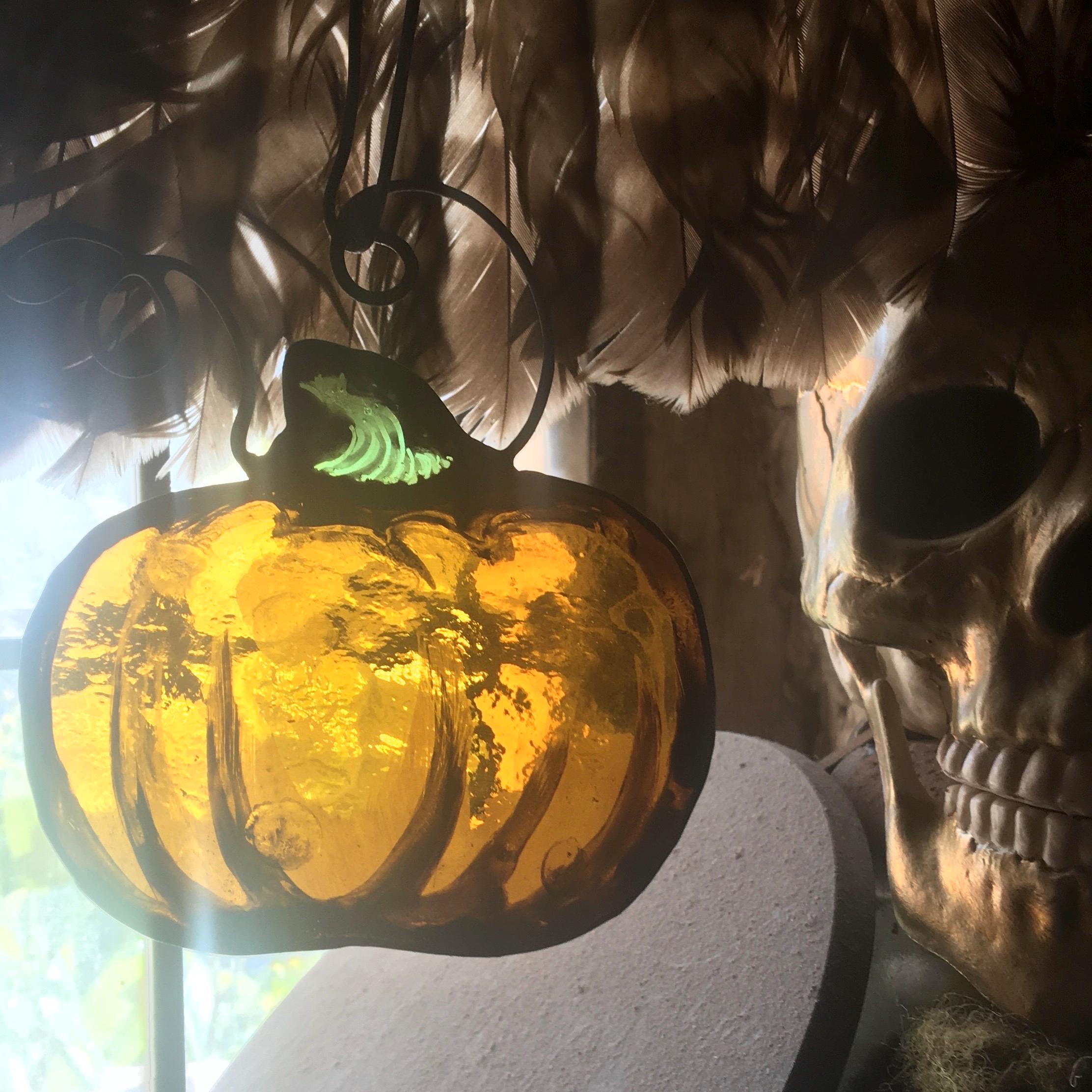 Halloween Pumpkin stained glass decor