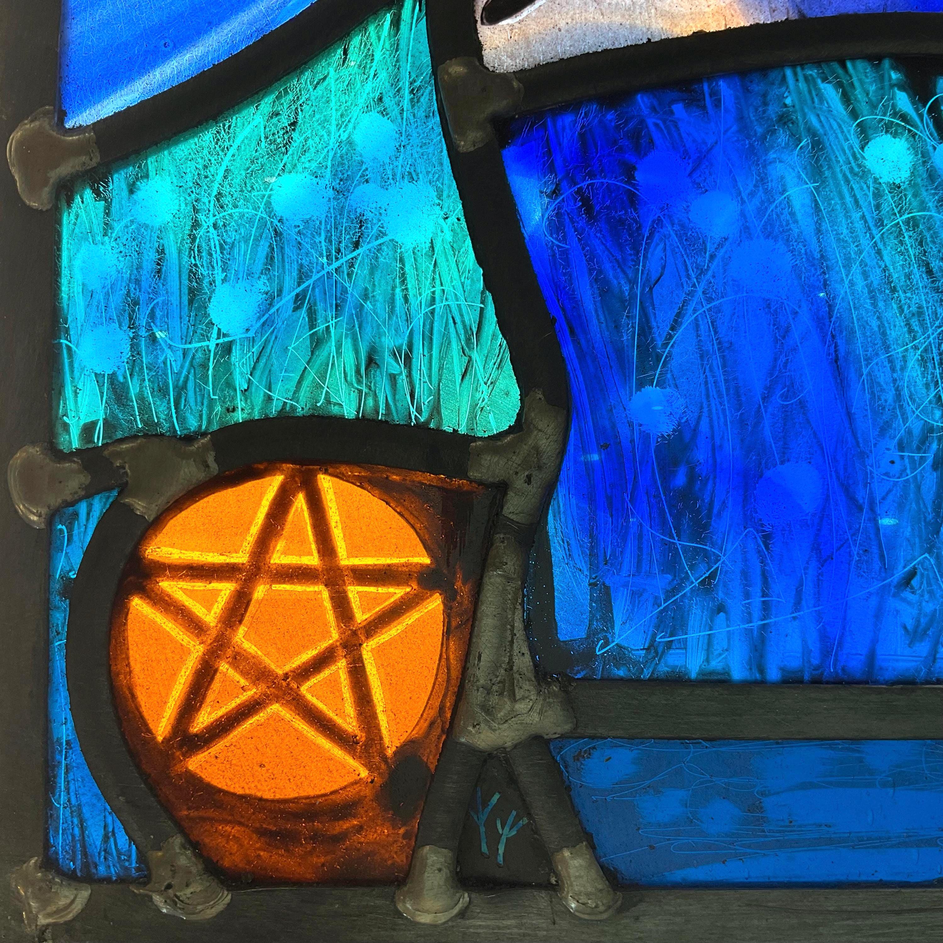 Magpie Stained Glass Panel