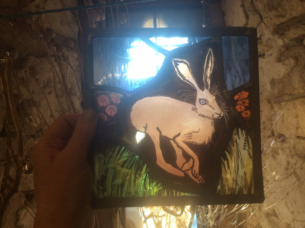 Summer Hare Stained Glass Window