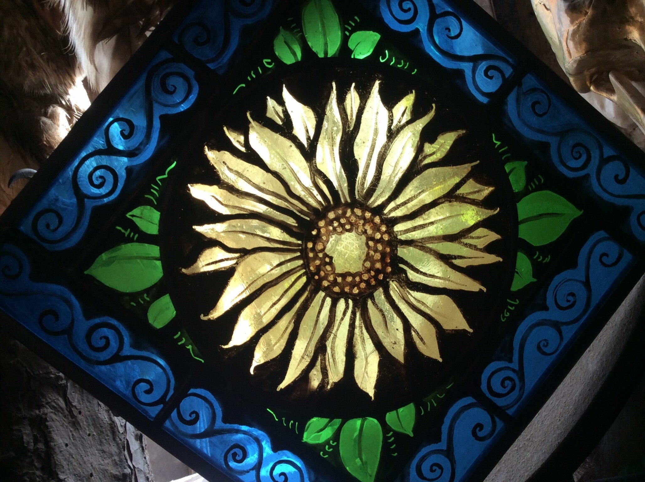 Vibrant Sunflower Glass Suncatcher - Home Decor for Window