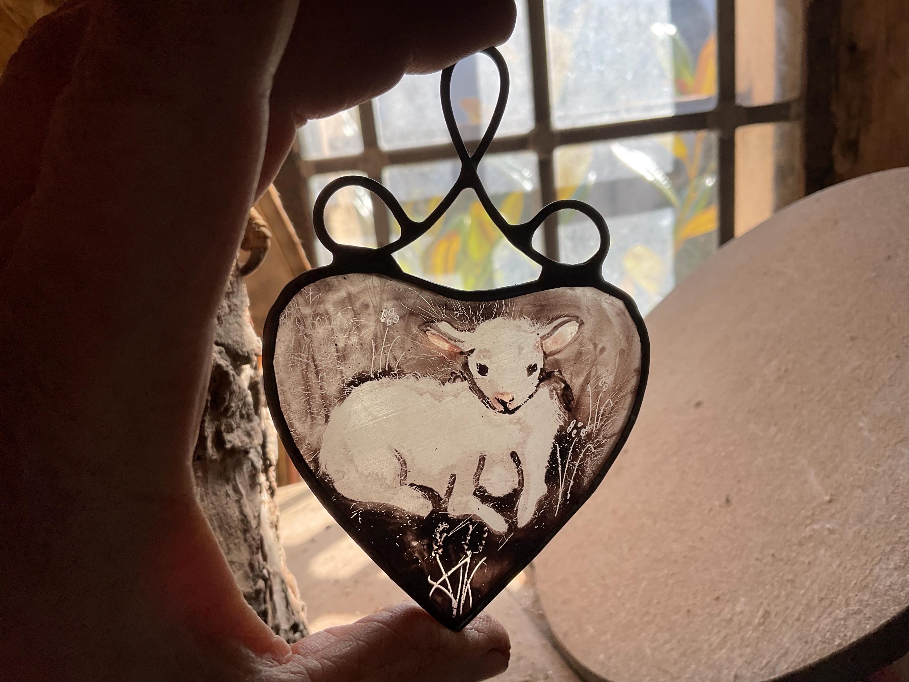 lamb stained glass decoration