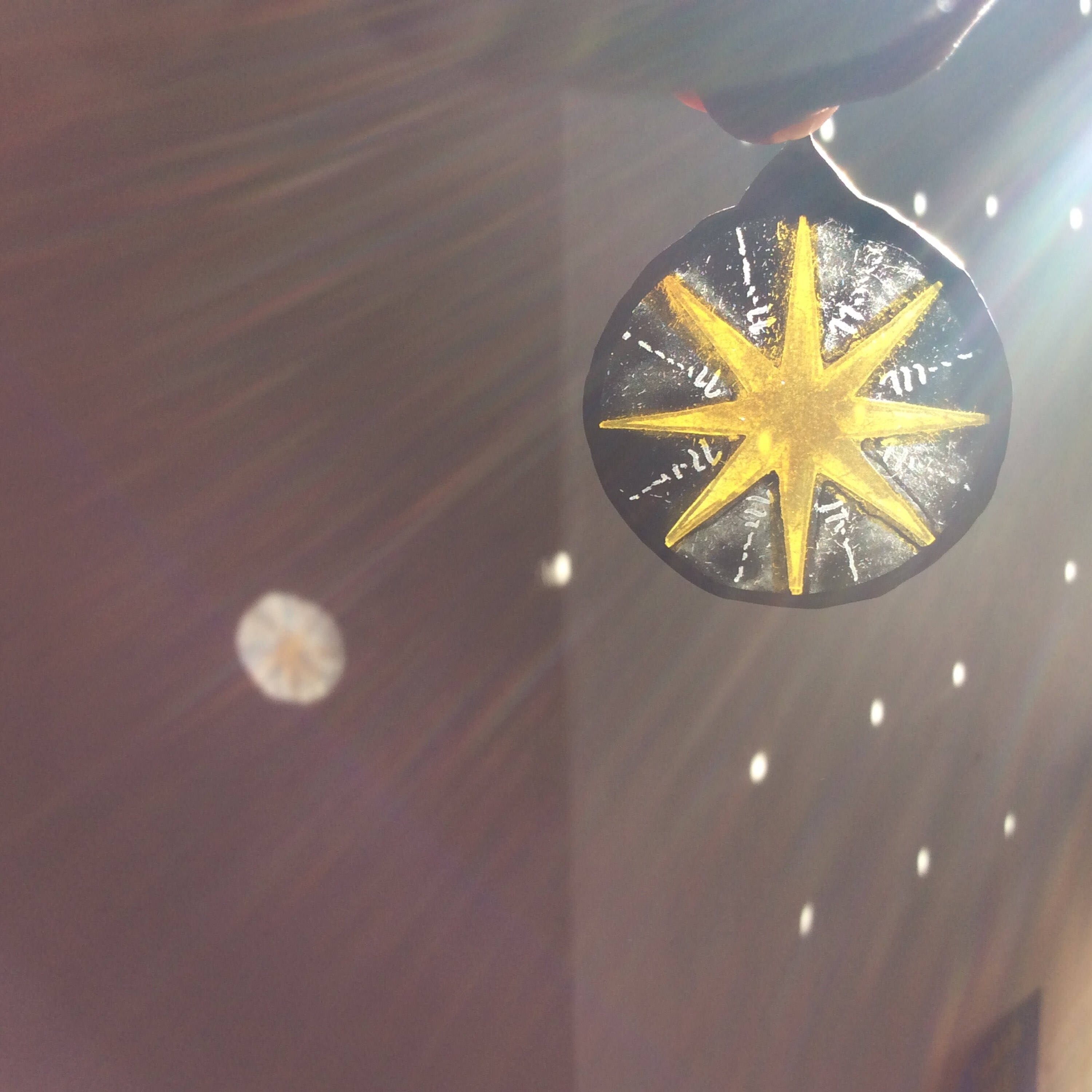 Vintage Stained Glass Star in Gold