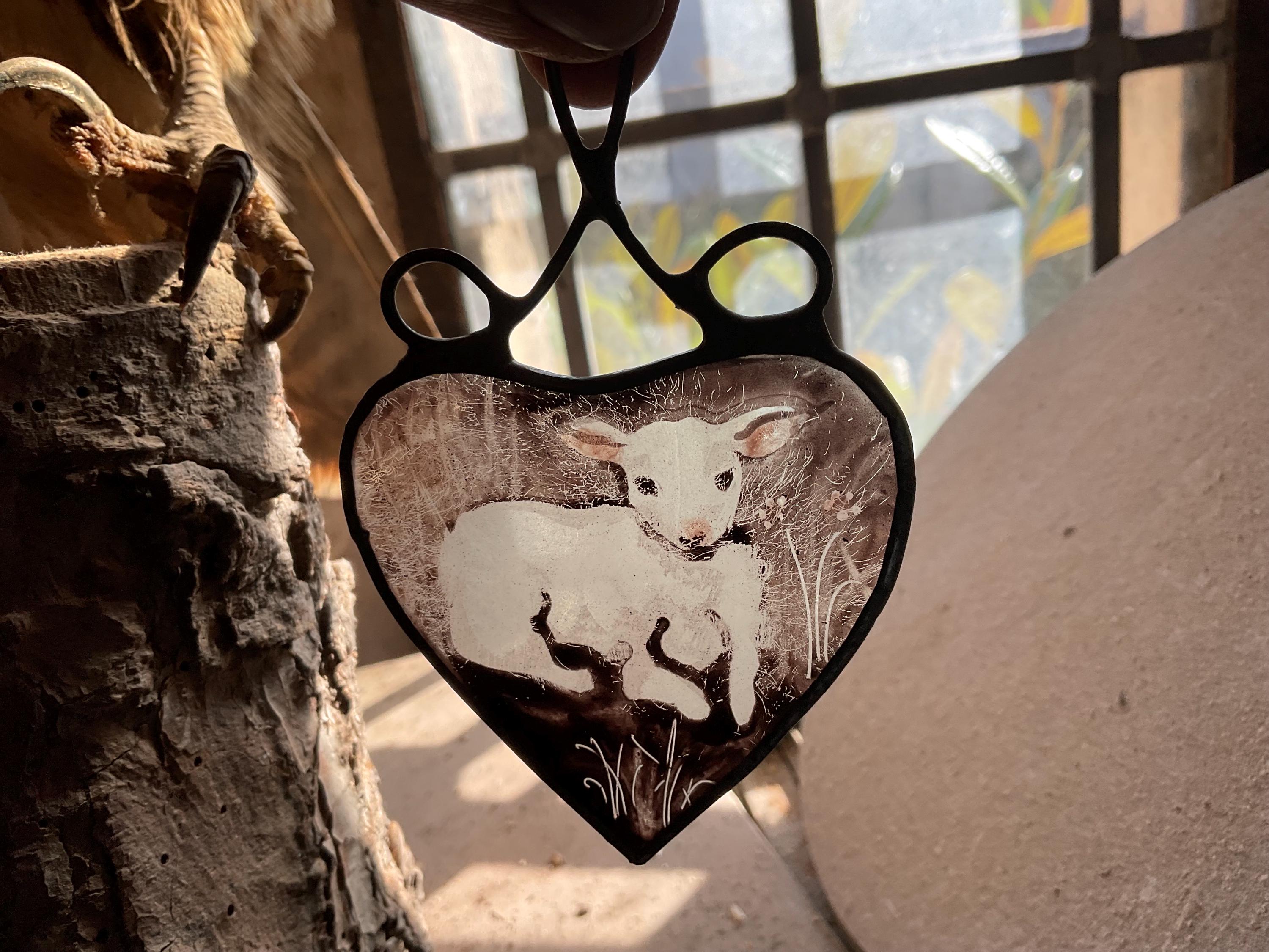 lamb stained glass decoration