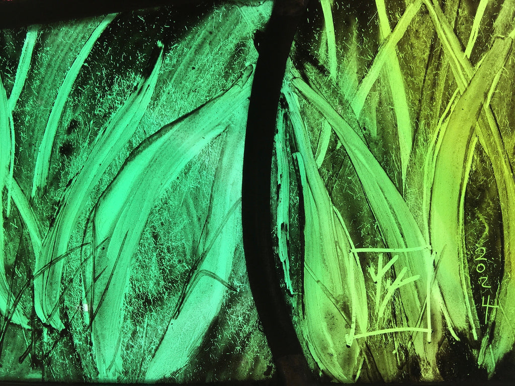 Stained Glass Window: Deer, Stag, Blackbirds, Nature