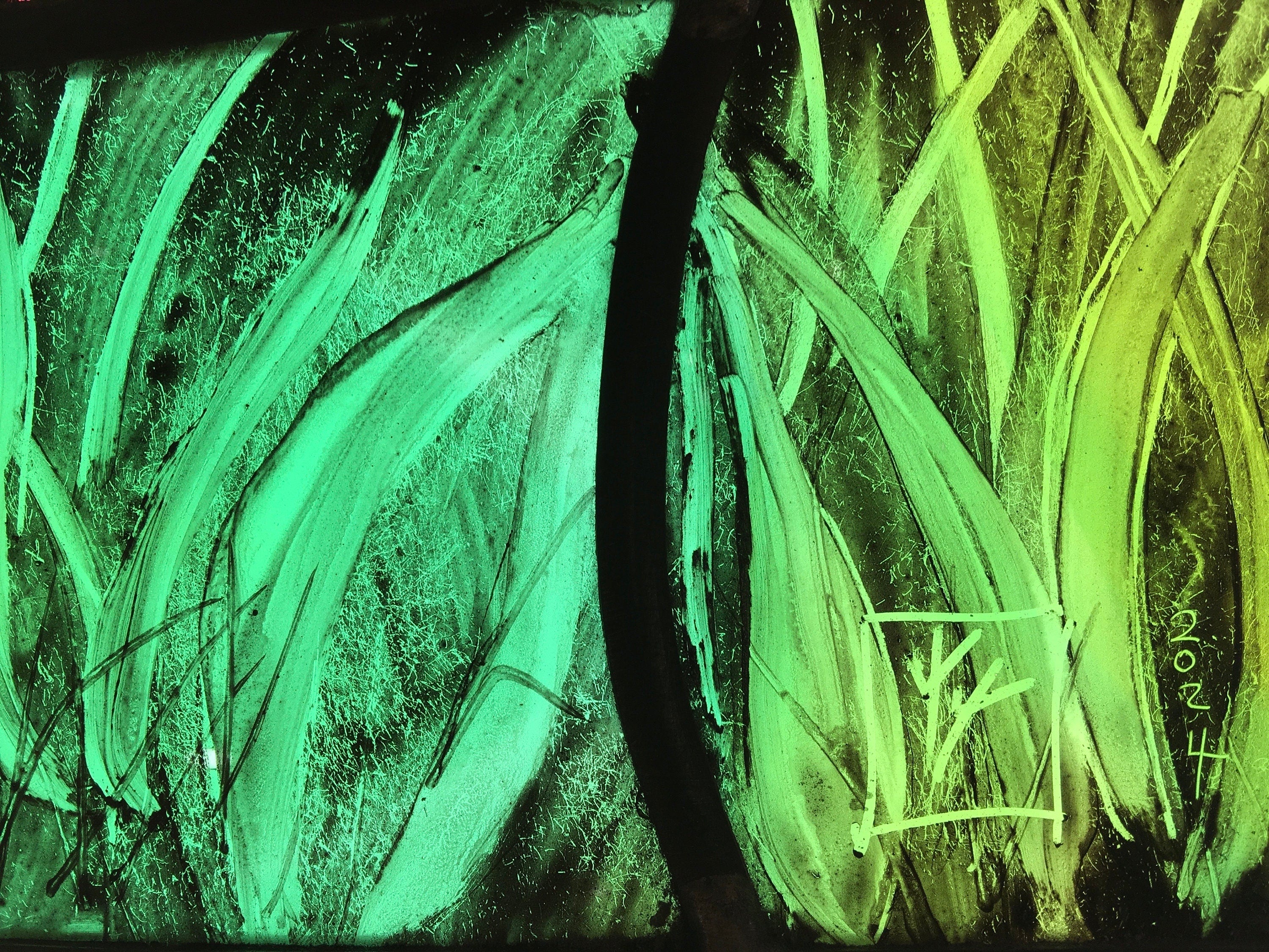 Stained Glass Window: Deer, Stag, Blackbirds, Nature