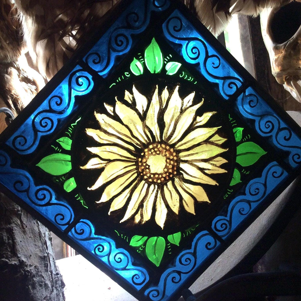 Vibrant Sunflower Glass Suncatcher - Home Decor for Window