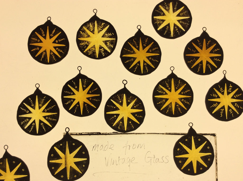 Vintage Stained Glass Star in Gold