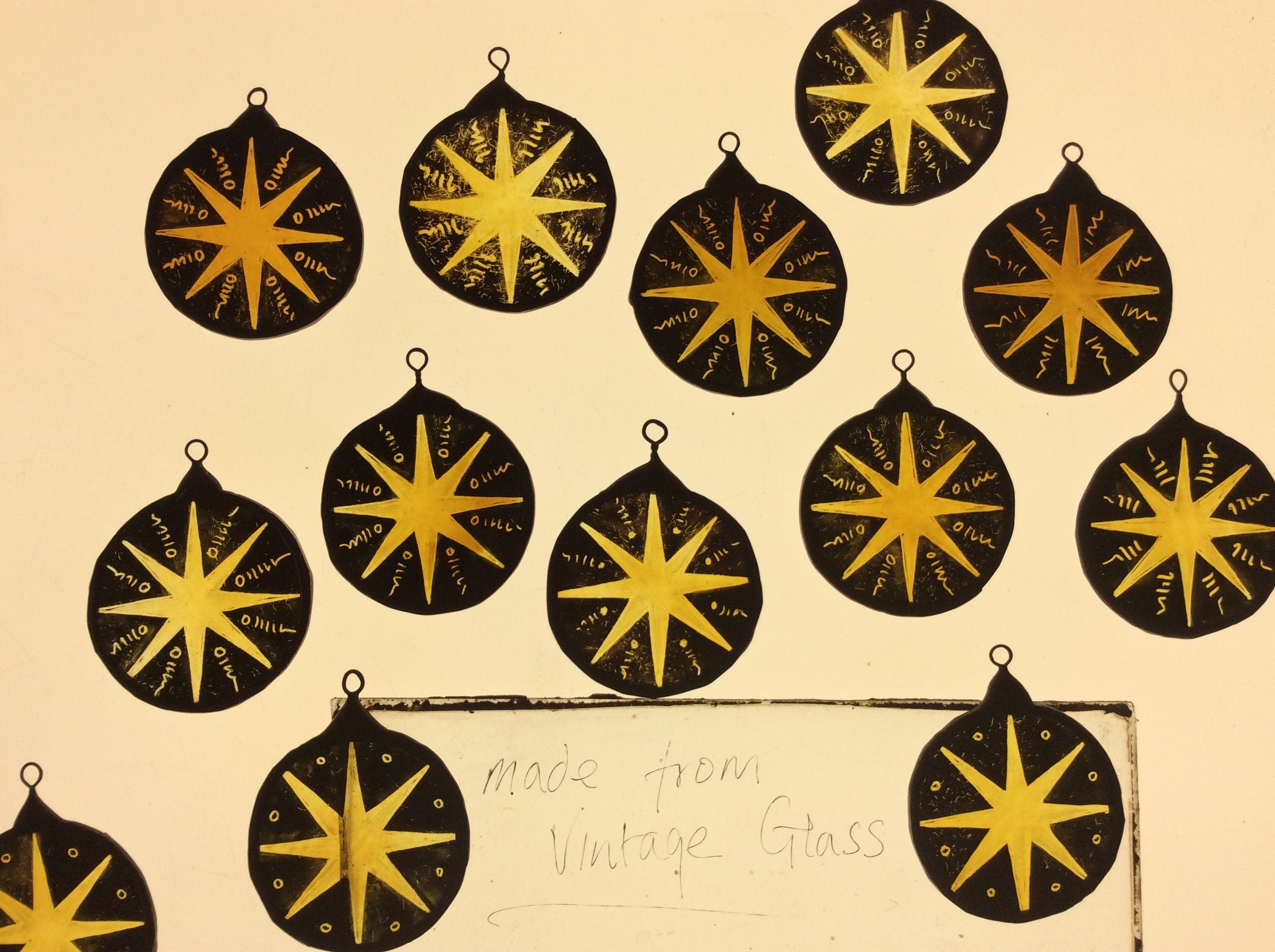 Vintage Stained Glass Star in Gold