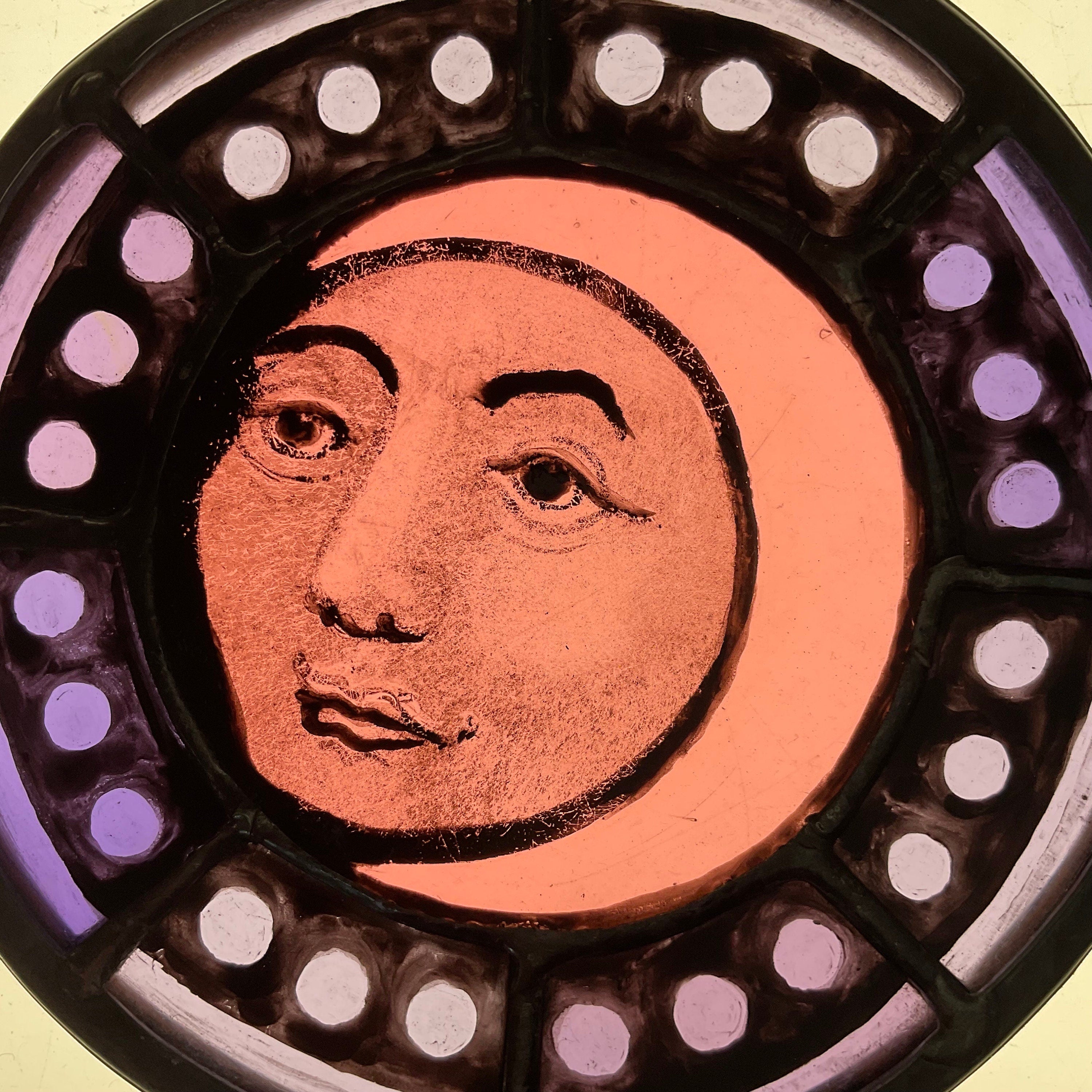 Pink Moon Stained Glass Decor