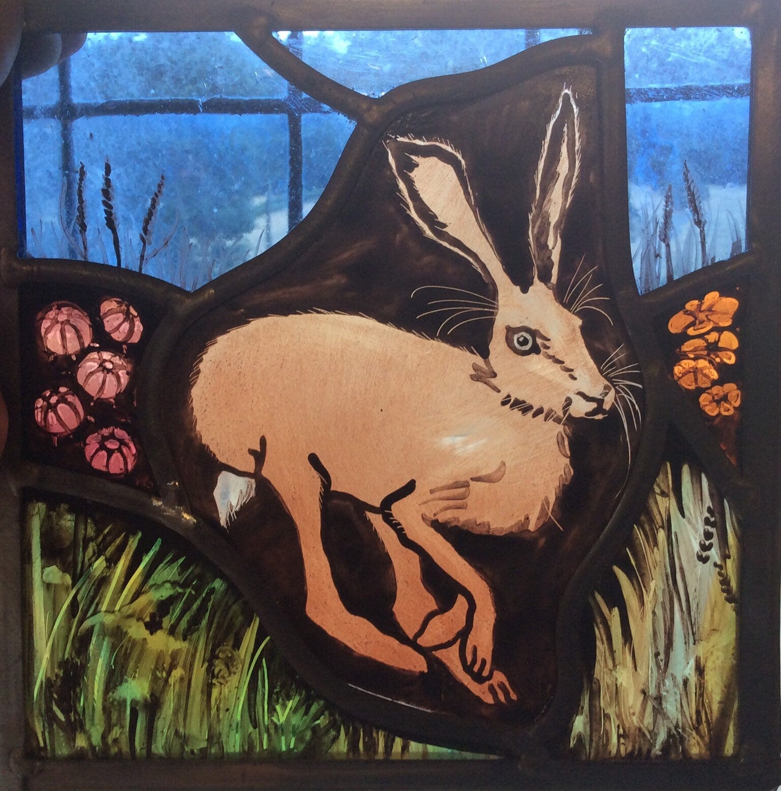 Summer Hare Stained Glass Window