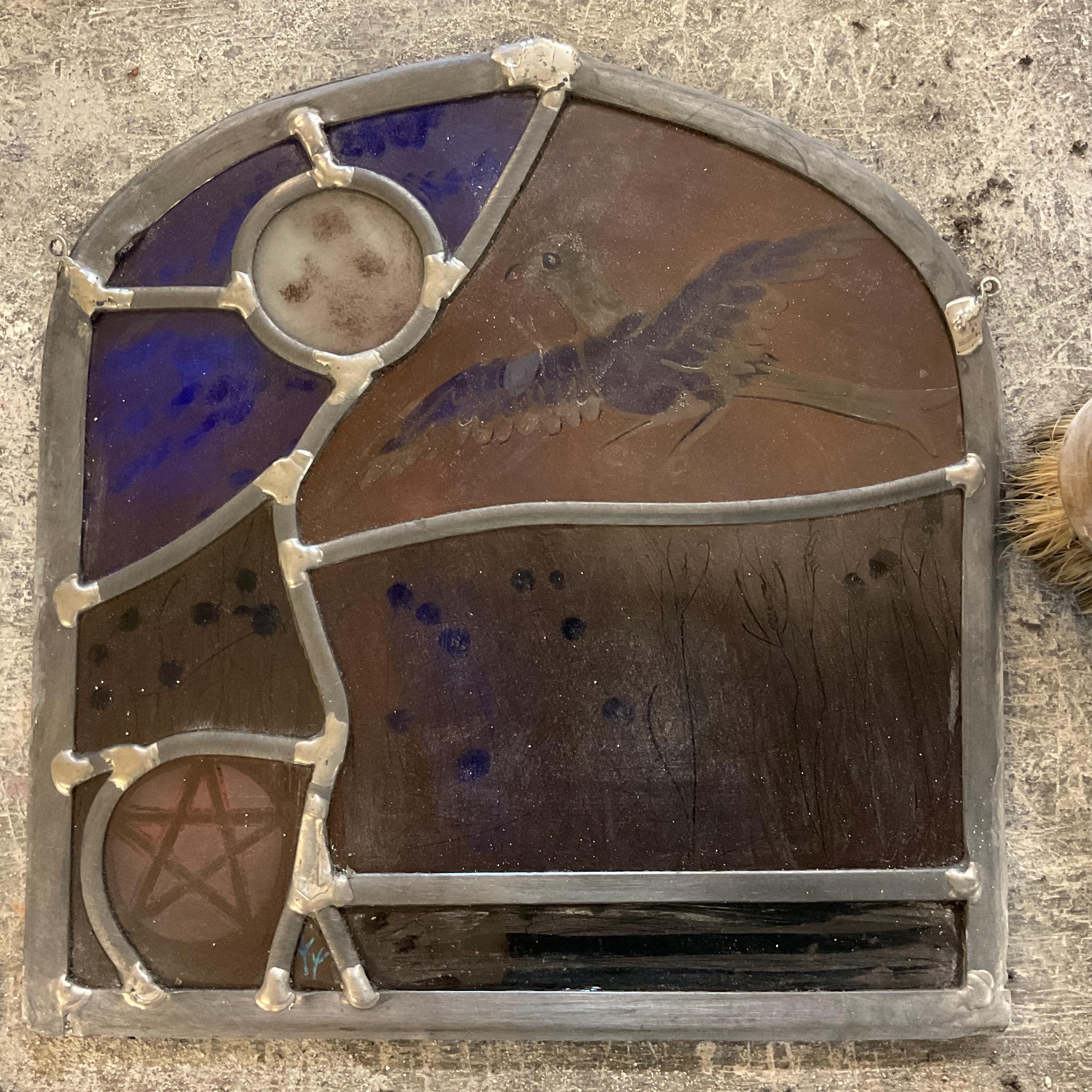 Magpie Stained Glass Panel