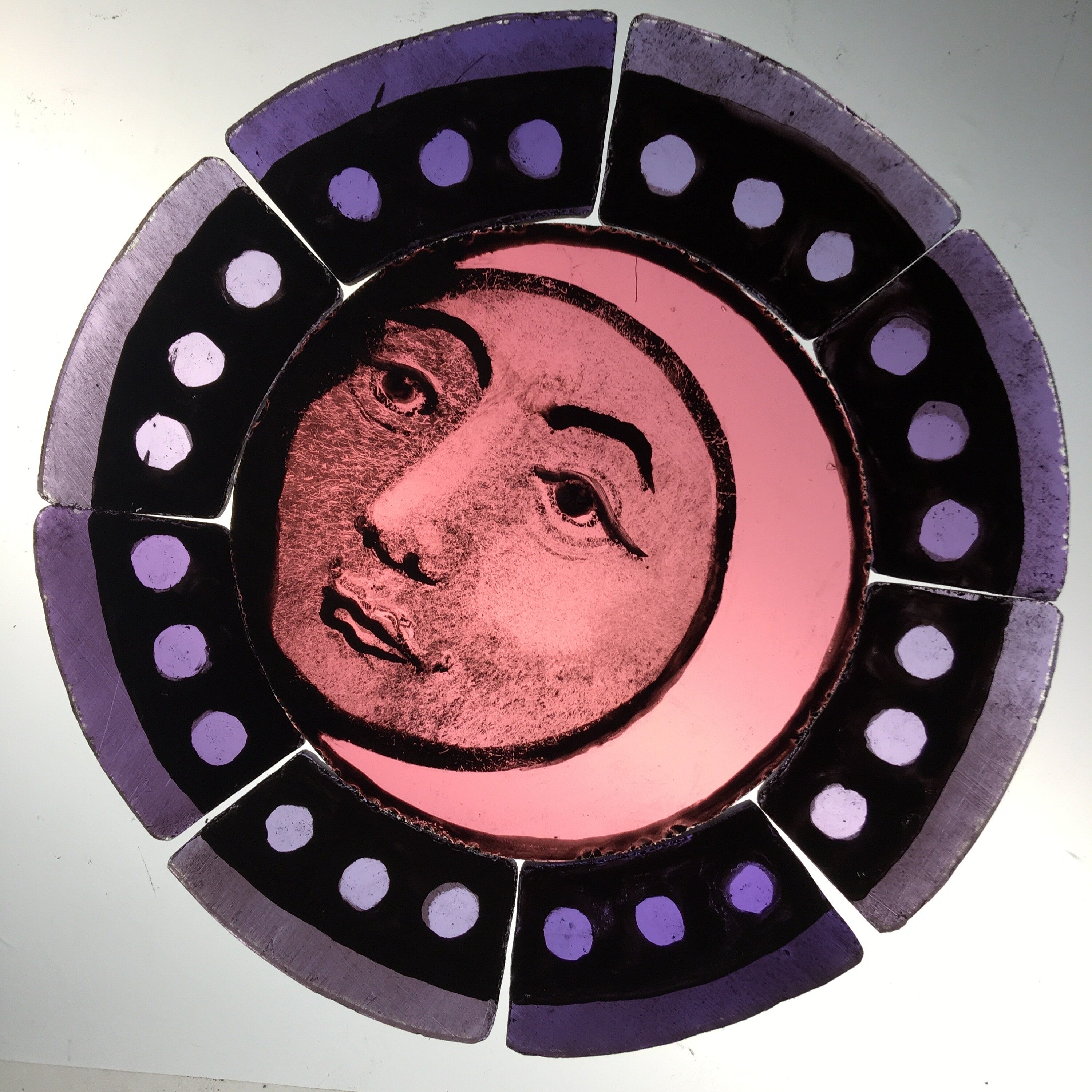 Pink Moon Stained Glass Decor