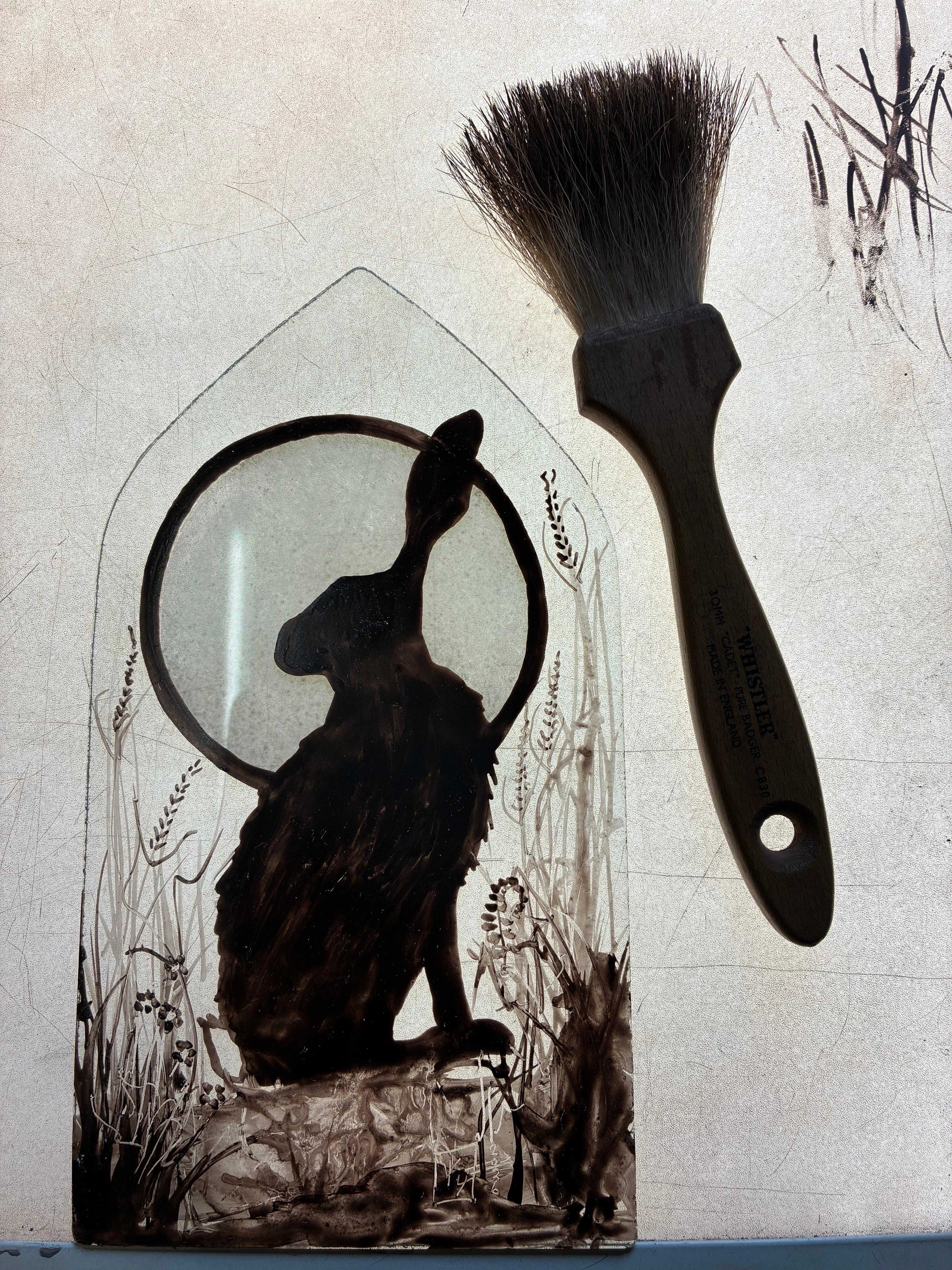 Hare and Moon Up Cycled Stained Glass Sun Catcher