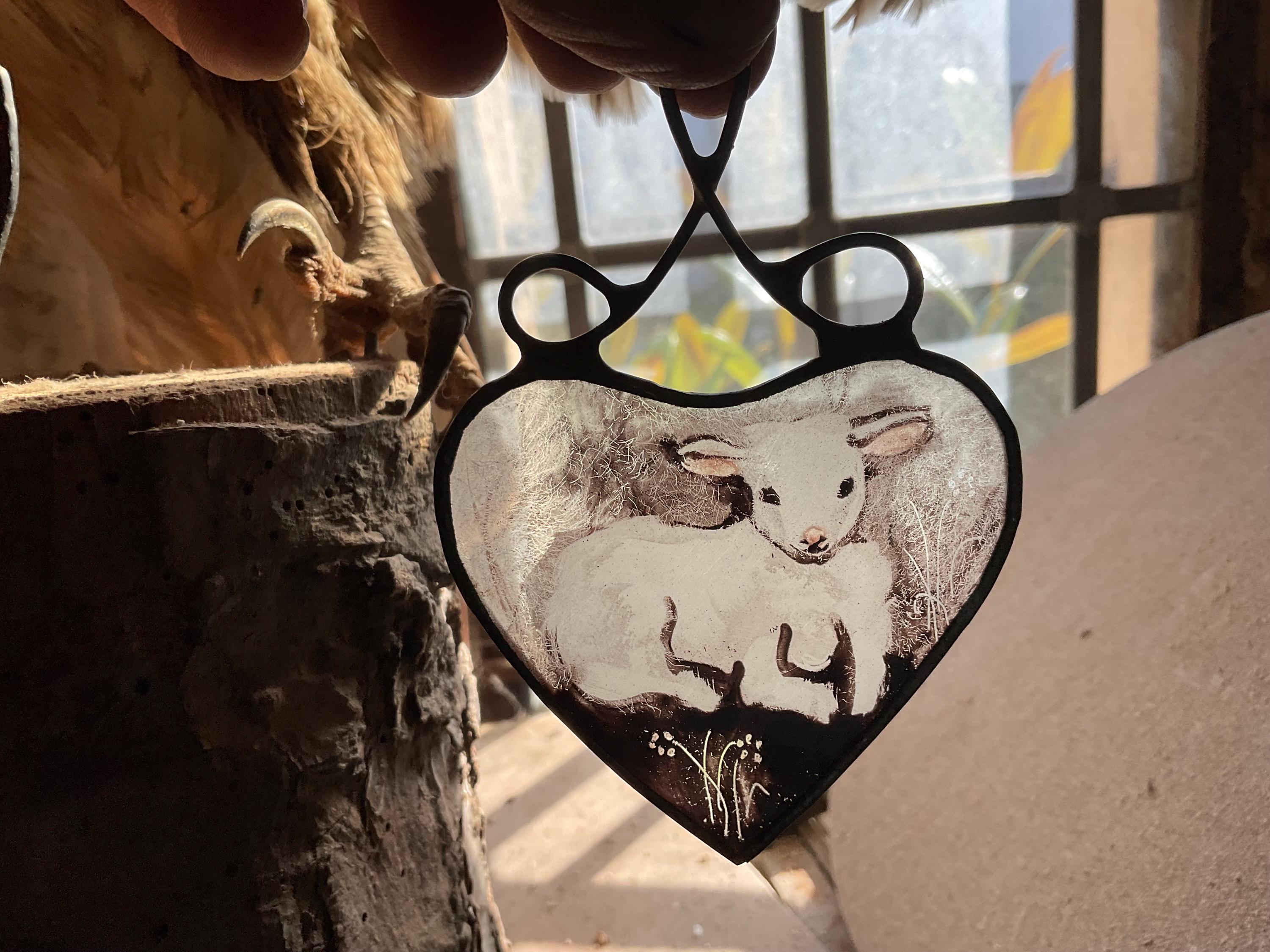 lamb stained glass decoration