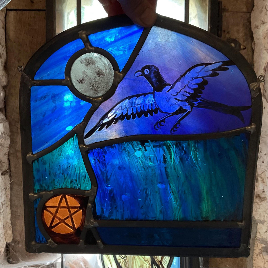 Magpie Stained Glass Panel