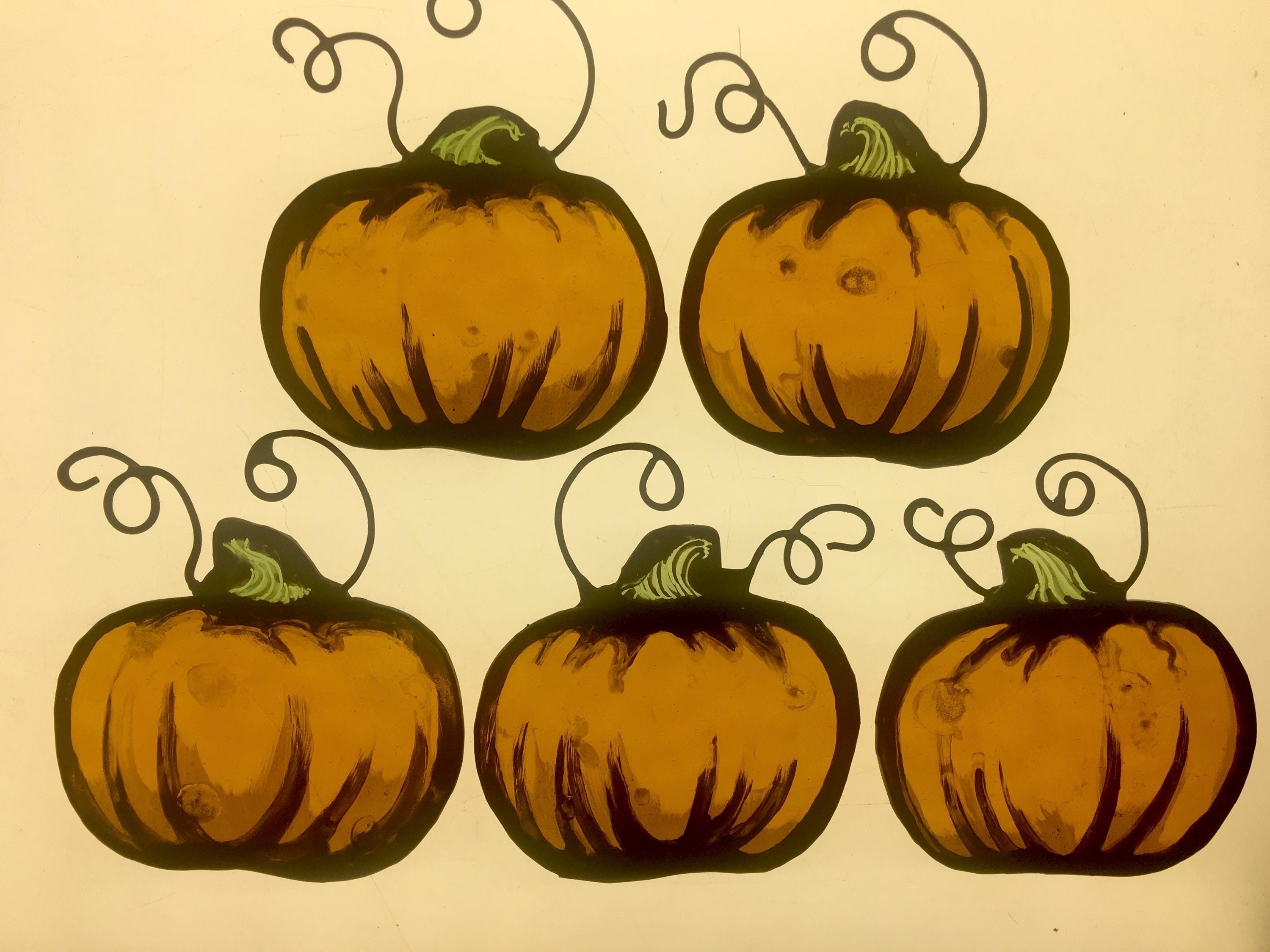 Halloween Pumpkin stained glass decor