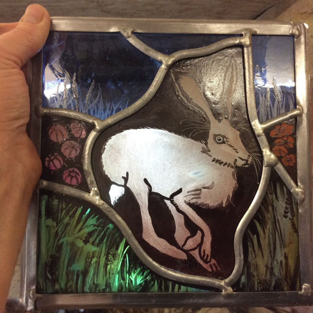 Summer Hare Stained Glass Window