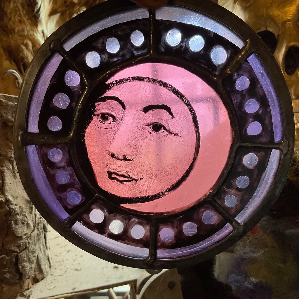 Pink Moon Stained Glass Decor