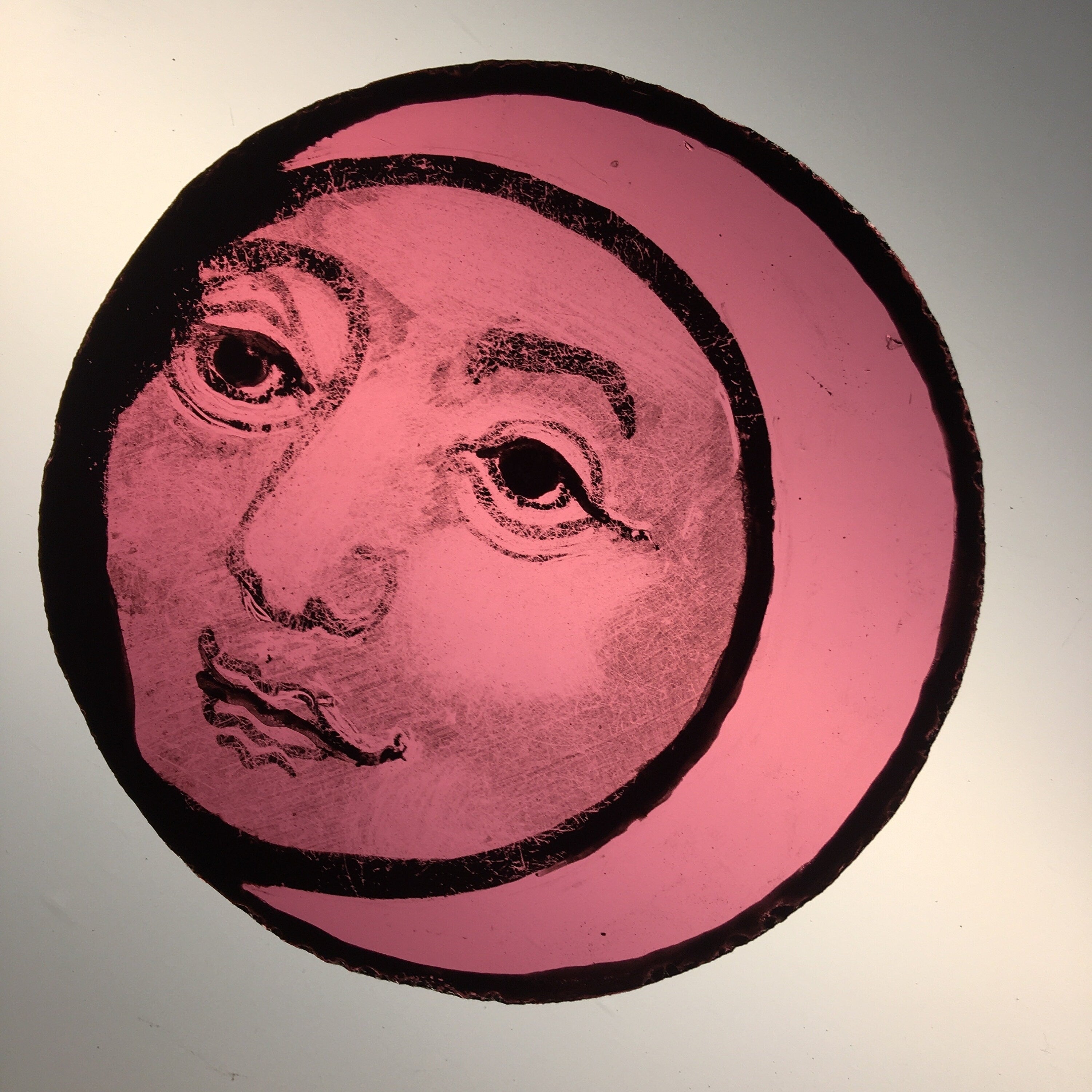 Pink Moon Stained Glass Decor