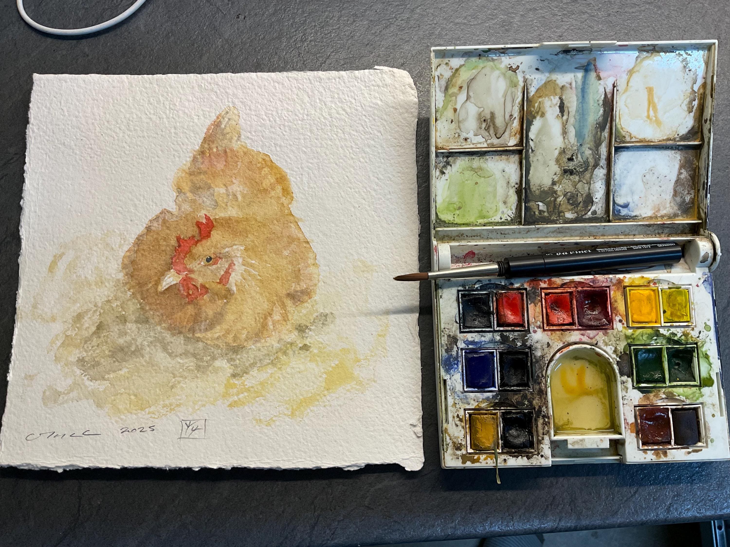 Nesting Chicken Stained Window, Hen Decor