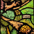 The Hare and The Tortoise Fable, Stained Glass Window Panel