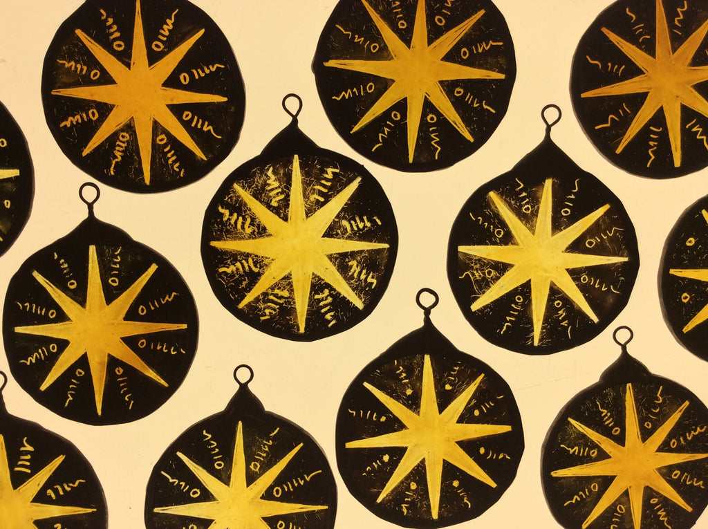 Vintage Stained Glass Star in Gold