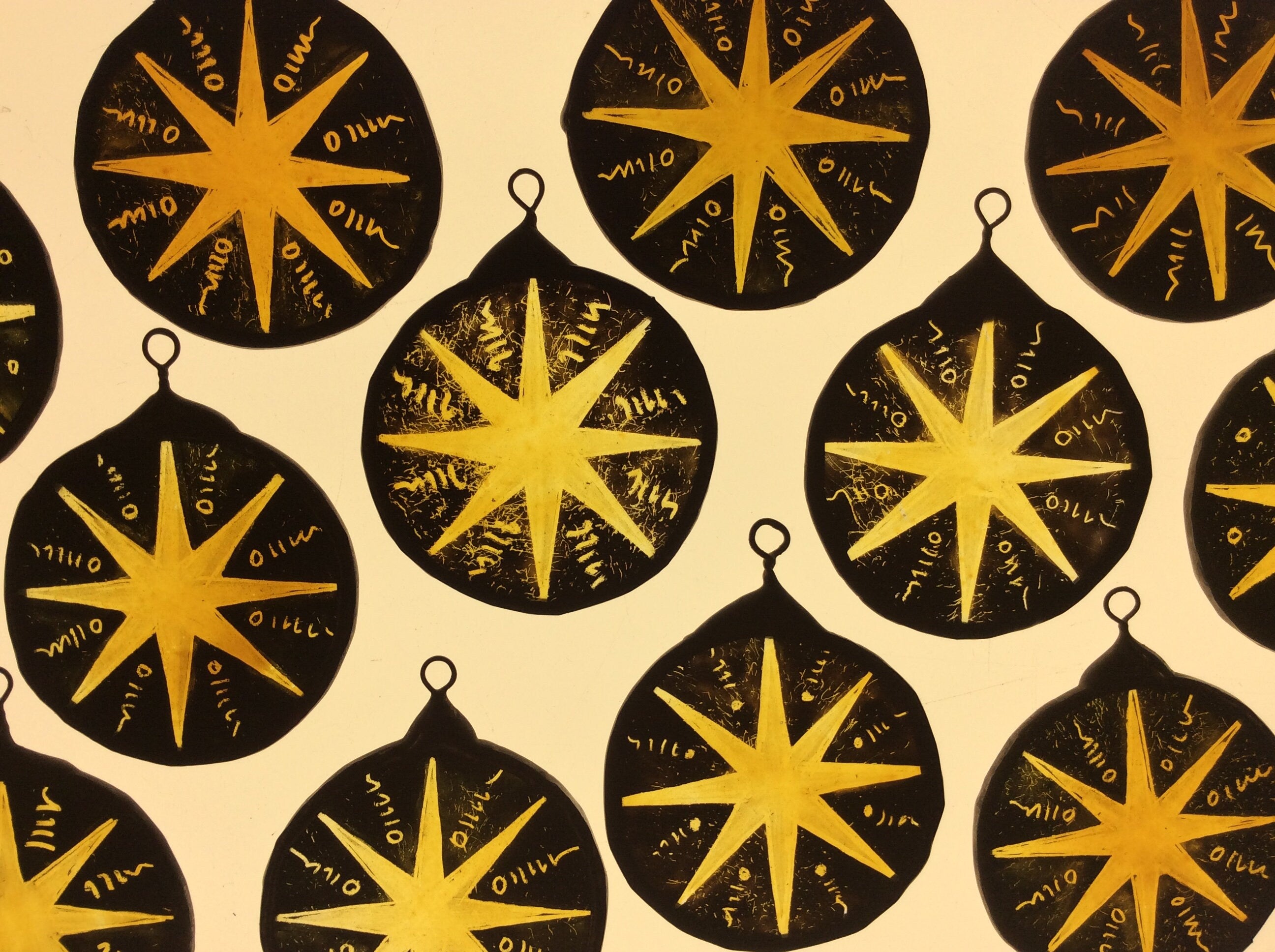 Vintage Stained Glass Star in Gold