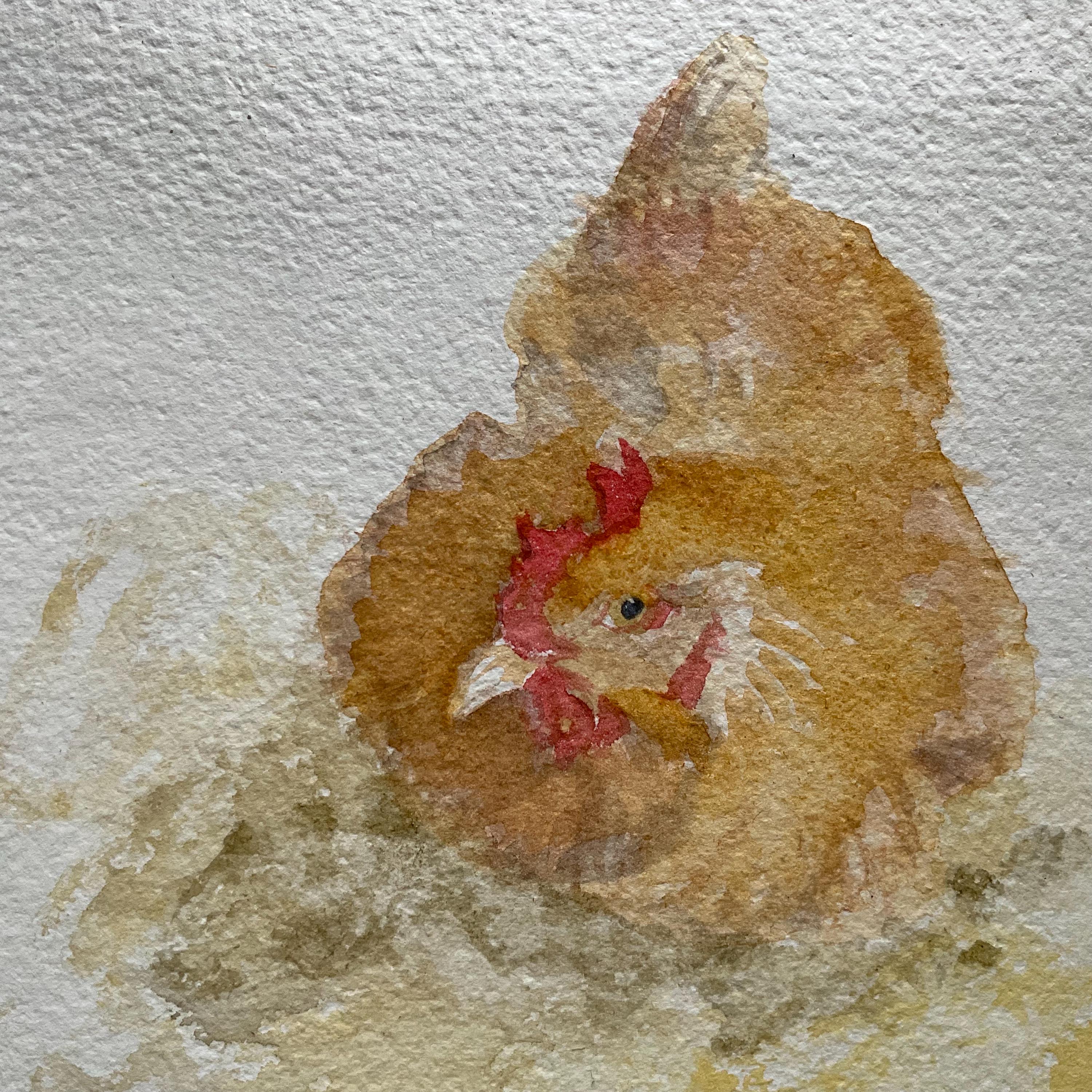 Nesting Chicken Stained Window, Hen Decor