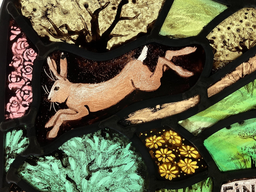The Hare and The Tortoise Fable, Stained Glass Window Panel