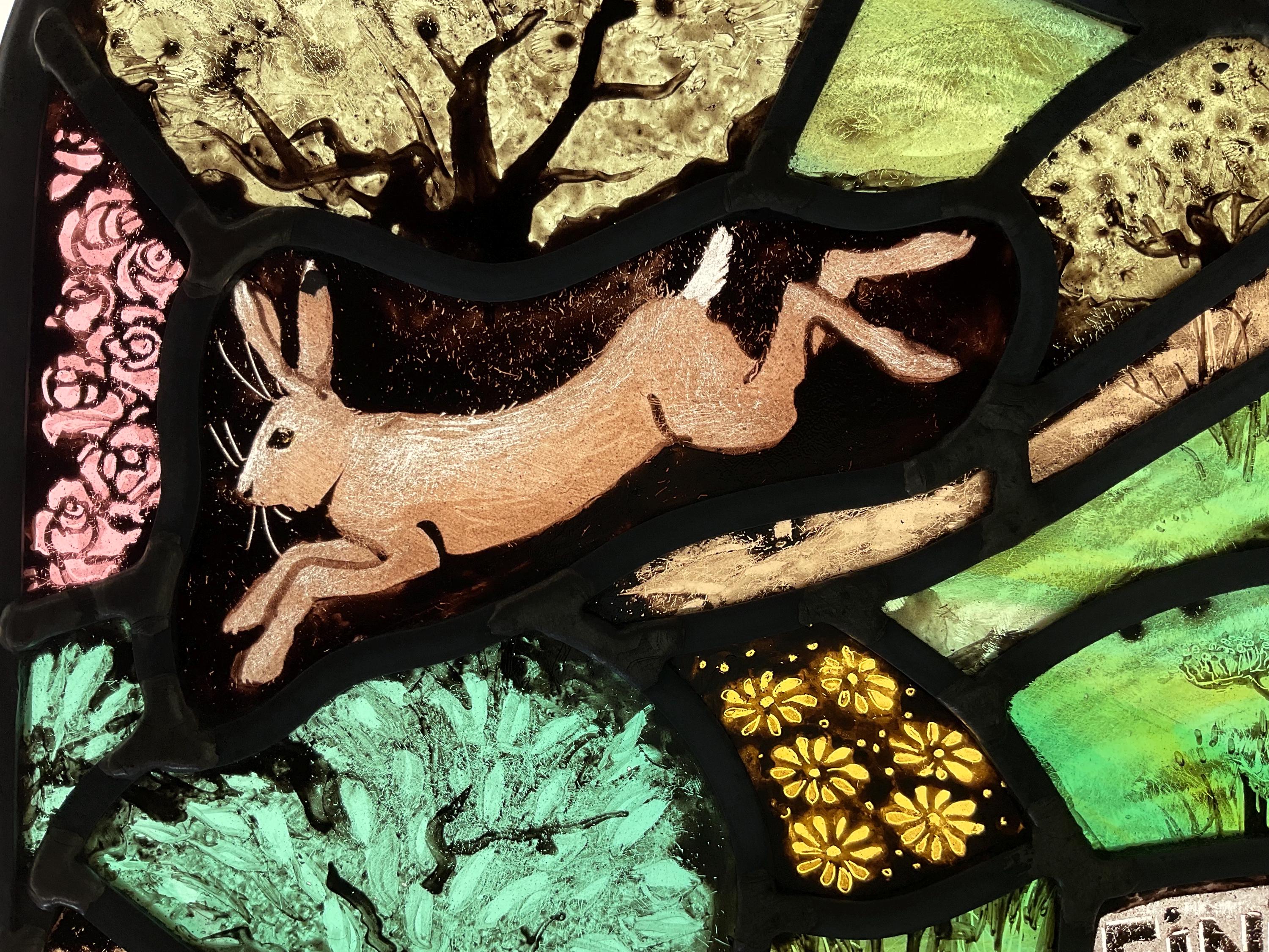 The Hare and The Tortoise Fable, Stained Glass Window Panel