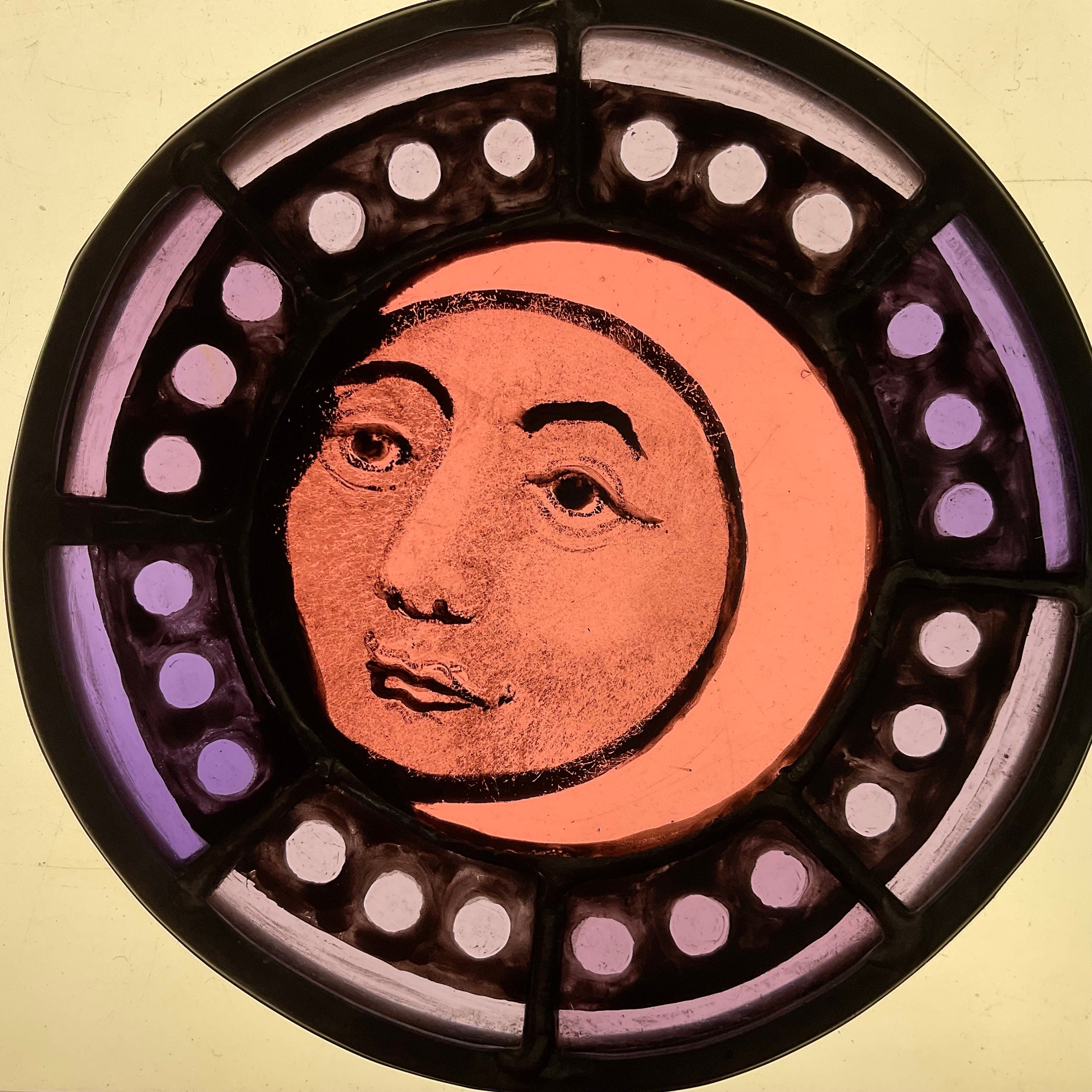 Pink Moon Stained Glass Decor