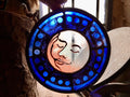 Blue Sweet Dreams Moon Face Stained Glass Sun Catcher