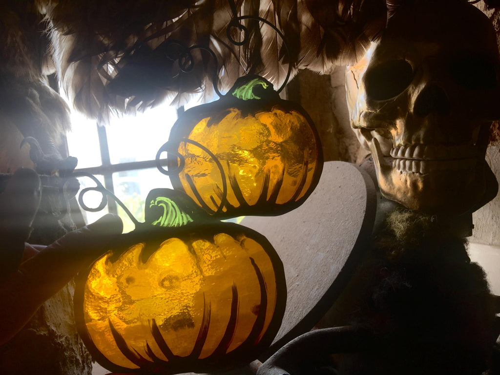 Halloween Pumpkin stained glass decor